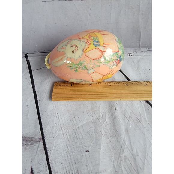 Decopage paper mache Egg Ornament Bunny With Eggs - Picture 7 of 7